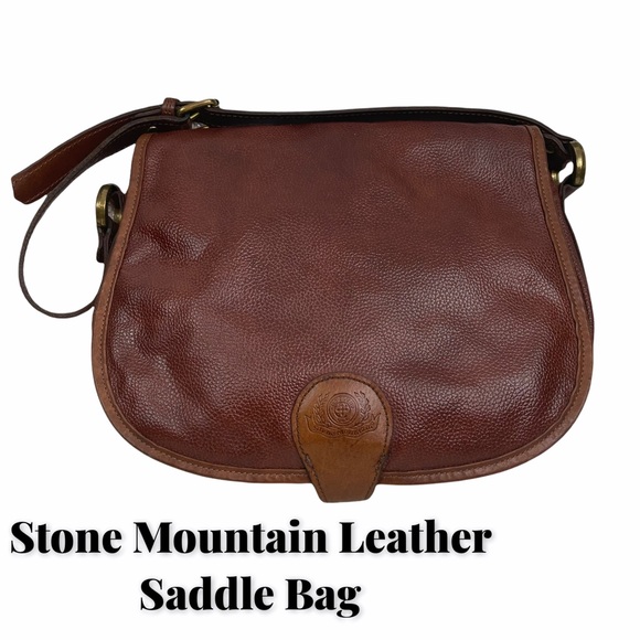 Stone Mountain Leather Brown Saddle Bag EUC - Picture 1 of 16